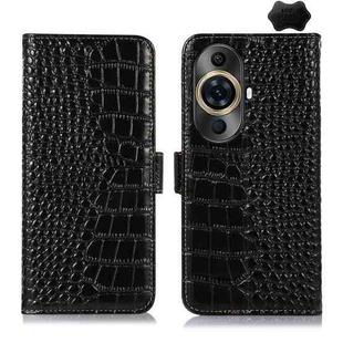 For Huawei Nova 11 Pro / 11 Ultra Crocodile Top Layer Cowhide Leather Phone Case(Black)