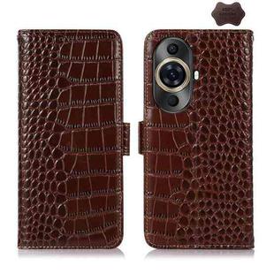 For Huawei Nova 11 Pro / 11 Ultra Crocodile Top Layer Cowhide Leather Phone Case(Brown)