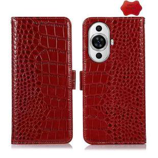 For Huawei Nova 11 Crocodile Top Layer Cowhide Leather Phone Case(Red)