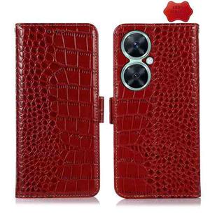 For Huawei Nova 11i / Enjoy 60 Pro /  Crocodile Top Layer Cowhide Leather Phone Case(Red)