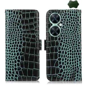 For Huawei Nova 11i / Enjoy 60 Pro /  Crocodile Top Layer Cowhide Leather Phone Case(Green)