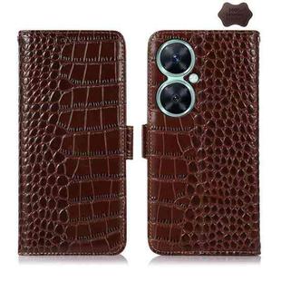 For Huawei Nova 11i / Enjoy 60 Pro /  Crocodile Top Layer Cowhide Leather Phone Case(Brown)