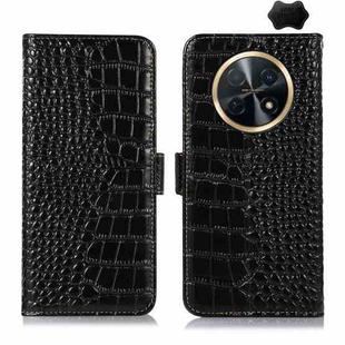 For Huawei Nova Y91 4G / Enjoy 60X Crocodile Top Layer Cowhide Leather Phone Case(Black)