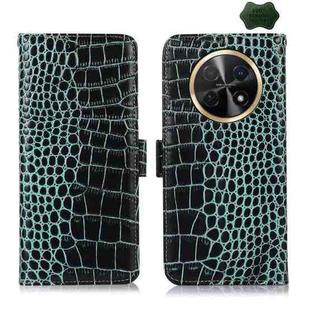 For Huawei Nova Y91 4G / Enjoy 60X Crocodile Top Layer Cowhide Leather Phone Case(Green)