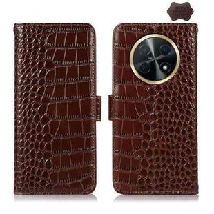 For Huawei Nova Y91 4G / Enjoy 60X Crocodile Top Layer Cowhide Leather Phone Case(Brown)