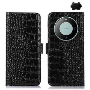 For Huawei Mate 60 Crocodile Top Layer Cowhide Leather Phone Case(Black)