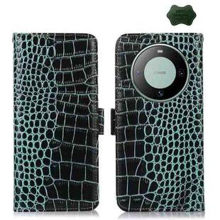 For Huawei Mate 60 Crocodile Top Layer Cowhide Leather Phone Case(Green)