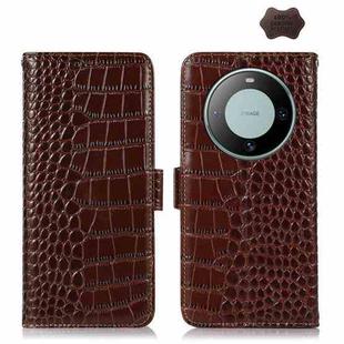 For Huawei Mate 60 Crocodile Top Layer Cowhide Leather Phone Case(Brown)