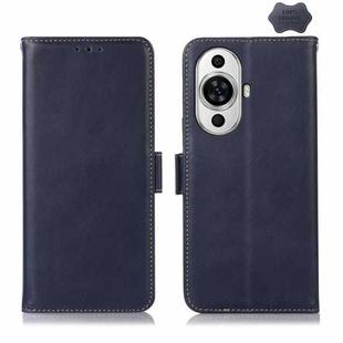 For Huawei Nova 11 Crazy Horse Top Layer Cowhide Leather Phone Case(Blue)