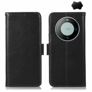 For Huawei Mate 60 Crazy Horse Top Layer Cowhide Leather Phone Case(Black)