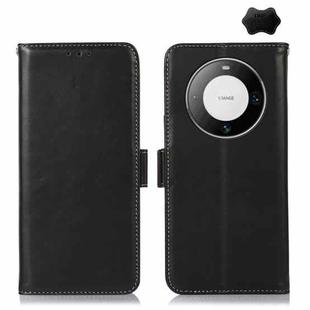 For Huawei Mate 60 Pro Crazy Horse Top Layer Cowhide Leather Phone Case(Black)