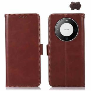 For Huawei Mate 60 Pro Crazy Horse Top Layer Cowhide Leather Phone Case(Brown)