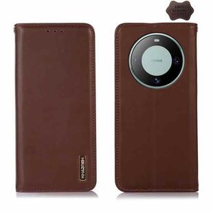 For Huawei Mate 60 KHAZNEH Nappa Top Layer Cowhide Leather Phone Case(Brown)