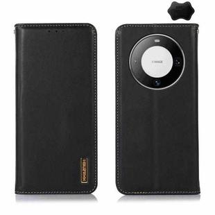 For Huawei Mate 60 Pro KHAZNEH Nappa Top Layer Cowhide Leather Phone Case(Black)