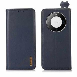 For Huawei Mate 60 Pro KHAZNEH Nappa Top Layer Cowhide Leather Phone Case(Blue)