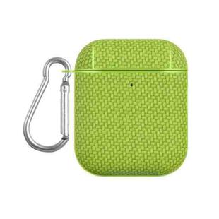 For AirPods 1 / 2 Woven Skin Texture PC TWS Earphone Protective Case(Green)