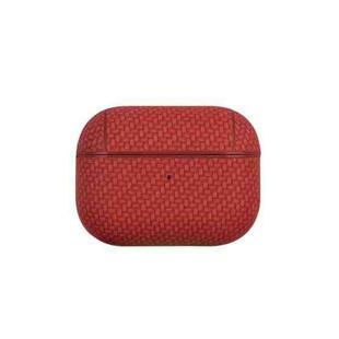 For AirPods Pro 2 Woven Skin Texture PC TWS Earphone Protective Case(Red)