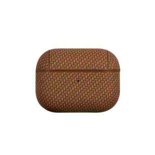 For AirPods Pro 2 Woven Skin Texture PC TWS Earphone Protective Case(Brown)
