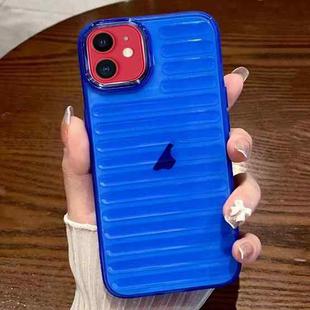For iPhone 11 Striped Electroplating TPU Transparent Phone Case(Dark Blue)