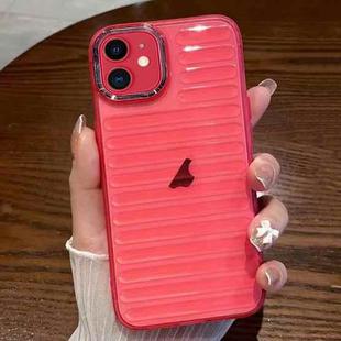 For iPhone 11 Striped Electroplating TPU Transparent Phone Case(Fluorescent Red)
