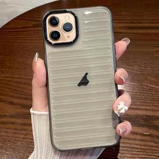For iPhone 11 Pro Striped Electroplating TPU Transparent Phone Case(Transparent Grey)
