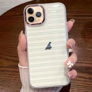 For iPhone 11 Pro Max Striped Electroplating TPU Transparent Phone Case(Transparent White)
