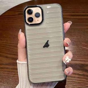 For iPhone 11 Pro Max Striped Electroplating TPU Transparent Phone Case(Transparent Grey)