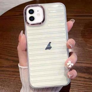 For iPhone 12 Striped Electroplating TPU Transparent Phone Case(Transparent White)