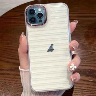 For iPhone 12 Pro Max Striped Electroplating TPU Transparent Phone Case(Transparent White)
