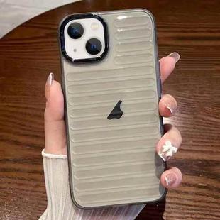 For iPhone 13 Striped Electroplating TPU Transparent Phone Case(Transparent Grey)