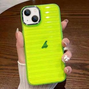 For iPhone 13 Striped Electroplating TPU Transparent Phone Case(Fluorescent Green)