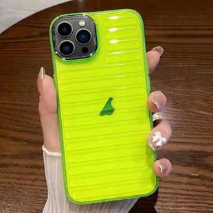 For iPhone 13 Pro Striped Electroplating TPU Transparent Phone Case(Fluorescent Green)