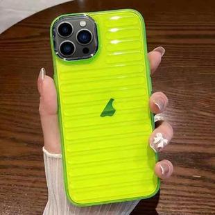 For iPhone 13 Pro Max Striped Electroplating TPU Transparent Phone Case(Fluorescent Green)