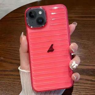 For iPhone 14 Striped Electroplating TPU Transparent Phone Case(Fluorescent Red)