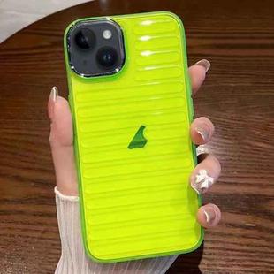 For iPhone 14 Striped Electroplating TPU Transparent Phone Case(Fluorescent Green)