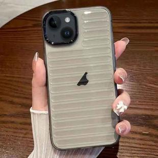 For iPhone 14 Plus Striped Electroplating TPU Transparent Phone Case(Transparent Grey)