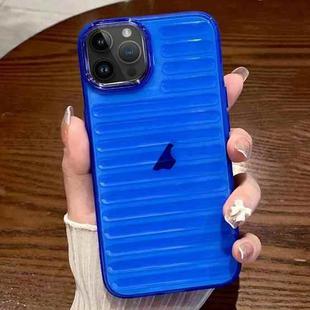 For iPhone 14 Pro Striped Electroplating TPU Transparent Phone Case(Dark Blue)