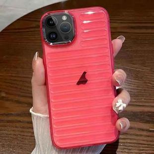 For iPhone 14 Pro Striped Electroplating TPU Transparent Phone Case(Fluorescent Red)