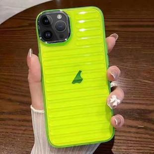 For iPhone 14 Pro Striped Electroplating TPU Transparent Phone Case(Fluorescent Green)