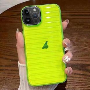 For iPhone 14 Pro Max Striped Electroplating TPU Transparent Phone Case(Fluorescent Green)