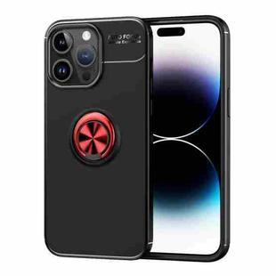 For iPhone 15 Pro Max Metal Ring Holder TPU Phone Case(Black+Red)