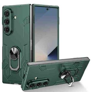 For Samsung Galaxy Z Fold7 5G Matte UV Armor Ring Shockproof Phone Case(Dark Green)
