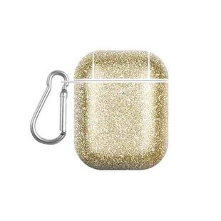 For AirPods 1 / 2 Glitter Powder Skin Texture PC TWS Earphone Case(Gold)