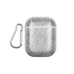 For AirPods 1 / 2 Glitter Powder Skin Texture PC TWS Earphone Case(Silver)