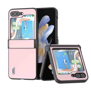 For Samsung Galaxy Z Flip5 ABEEL Cowhide Texture PU Phone Case(Pink)