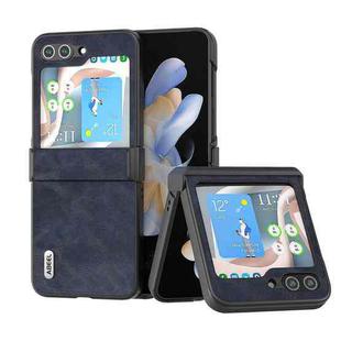 For Samsung Galaxy Z Flip5 ABEEL Cowhide Texture PU Phone Case(Blue)