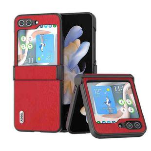For Samsung Galaxy Z Flip5 ABEEL Wood Texture PU Phone Case(Red)