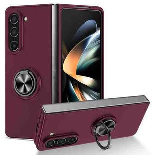 For Samsung Galaxy Z Fold5 5G Armor Ring Holder Phone Case(Wine Red)