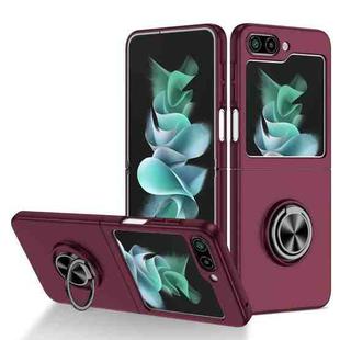 For Samsung Galaxy Z Flip5 5G Armor Ring Holder Phone Case(Wine Red)