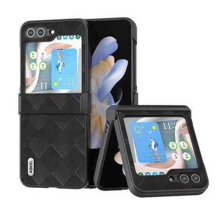 For Samsung Galaxy Z Flip5 ABEEL Weave Plaid PU Phone Case(Black)